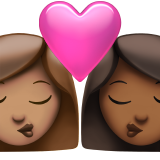 kiss: woman, woman, medium skin tone, medium-dark skin tone