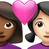 couple with heart: woman, woman, medium-dark skin tone, light skin tone
