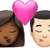 kiss: woman, man, medium-dark skin tone, light skin tone