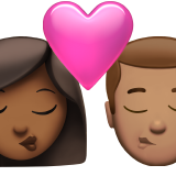 kiss: woman, man, medium-dark skin tone, medium skin tone