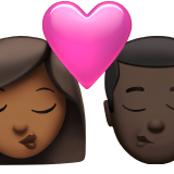 kiss: woman, man, medium-dark skin tone, dark skin tone