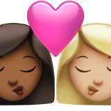 kiss: woman, woman, medium-dark skin tone, medium-light skin tone