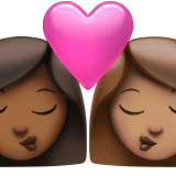 kiss: woman, woman, medium-dark skin tone, medium skin tone