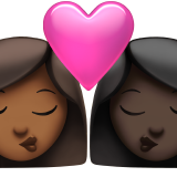 kiss: woman, woman, medium-dark skin tone, dark skin tone