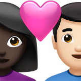 couple with heart: woman, man, dark skin tone, light skin tone