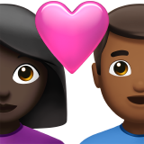 couple with heart: woman, man, dark skin tone, medium-dark skin tone