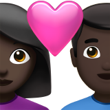 couple with heart: woman, man, dark skin tone