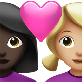 couple with heart: woman, woman, dark skin tone, medium-light skin tone