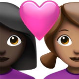 couple with heart: woman, woman, dark skin tone, medium skin tone