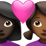 couple with heart: woman, woman, dark skin tone, medium-dark skin tone