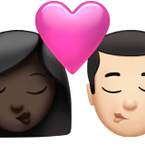 kiss: woman, man, dark skin tone, light skin tone