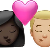 kiss: woman, man, dark skin tone, medium-light skin tone