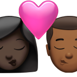 kiss: woman, man, dark skin tone, medium-dark skin tone