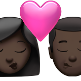 kiss: woman, man, dark skin tone