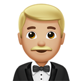 man in tuxedo: medium-light skin tone