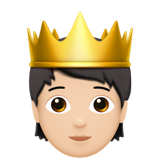person with crown: light skin tone