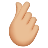 hand with index finger and thumb crossed: medium-light skin tone