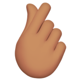 hand with index finger and thumb crossed: medium skin tone