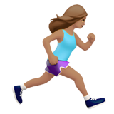 woman running facing right: medium skin tone