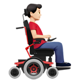 man in motorized wheelchair facing right: light skin tone