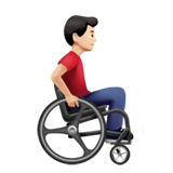man in manual wheelchair facing right: light skin tone