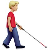 man with white cane facing right: medium-light skin tone