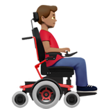 man in motorized wheelchair facing right: medium skin tone