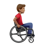 man in manual wheelchair facing right: medium skin tone
