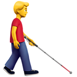 man with white cane facing right