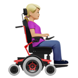 woman in motorized wheelchair facing right: medium-light skin tone