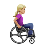 woman in manual wheelchair facing right: medium-light skin tone