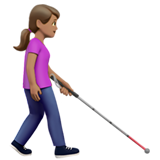 woman with white cane facing right: medium skin tone
