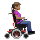 woman in motorized wheelchair facing right: medium skin tone