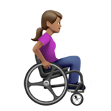 woman in manual wheelchair facing right: medium skin tone