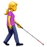 woman with white cane facing right