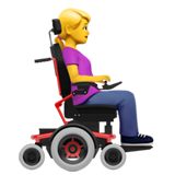 woman in motorized wheelchair facing right
