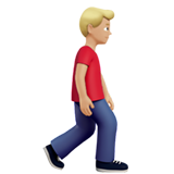man walking facing right: medium-light skin tone