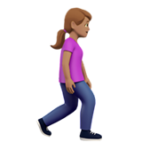 woman walking facing right: medium skin tone