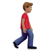 man walking facing right: medium skin tone