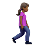 woman walking facing right: medium-dark skin tone