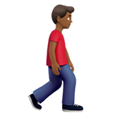 man walking facing right: medium-dark skin tone