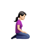 woman kneeling facing right: light skin tone