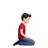 man kneeling facing right: light skin tone