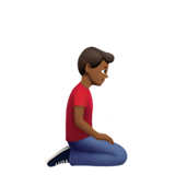 man kneeling facing right: medium-dark skin tone