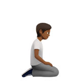 person kneeling facing right: medium-dark skin tone