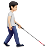 person with white cane facing right: light skin tone