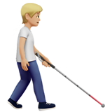 person with white cane facing right: medium-light skin tone