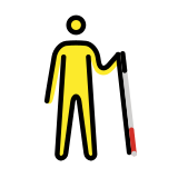Person with white cane facing right - OpenMoji