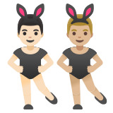 men with bunny ears: light skin tone, medium-light skin tone