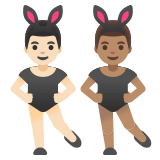 men with bunny ears: light skin tone, medium skin tone